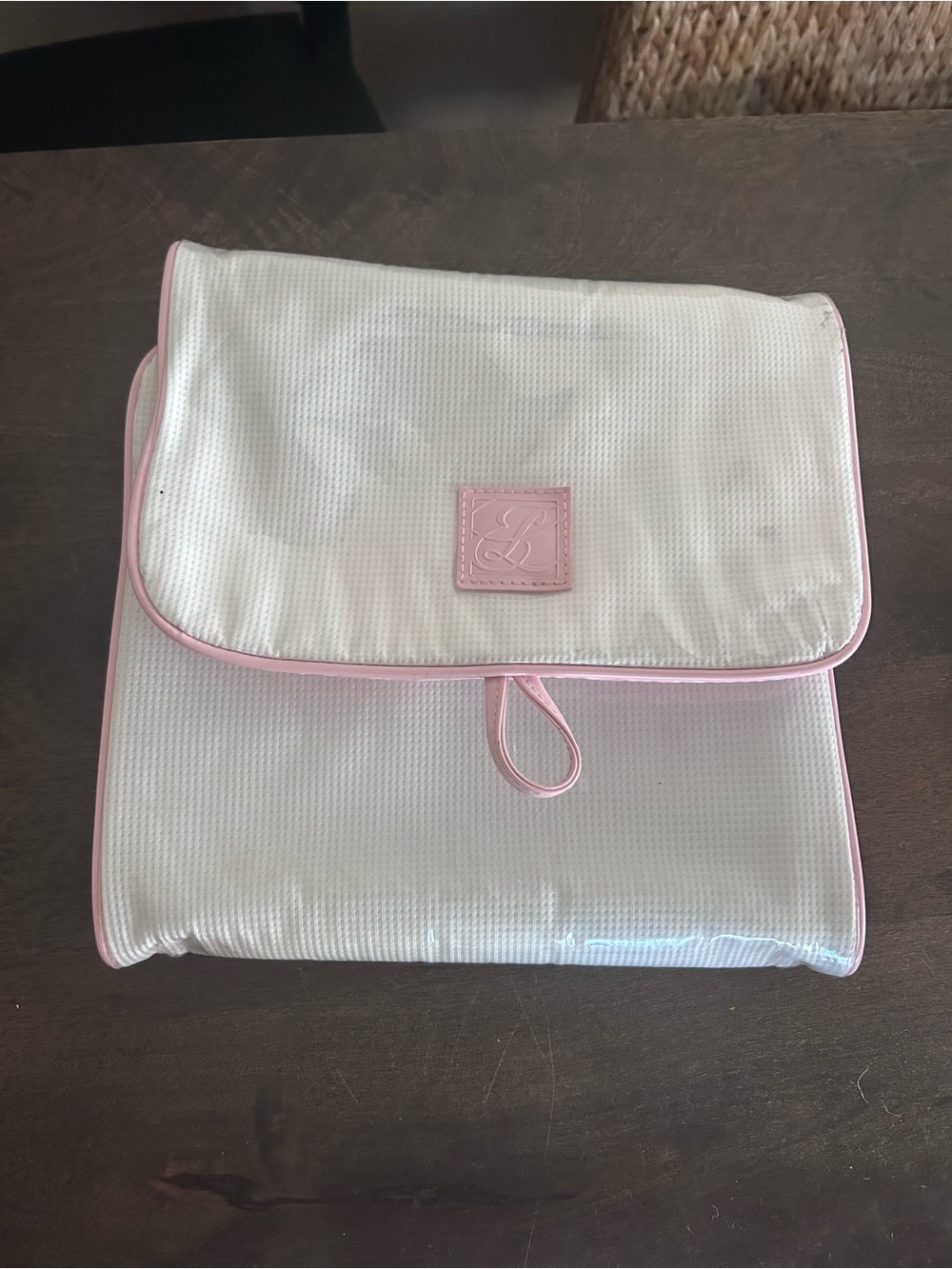 Estee Lauder White and Pink Cosmetic Travel Pouch